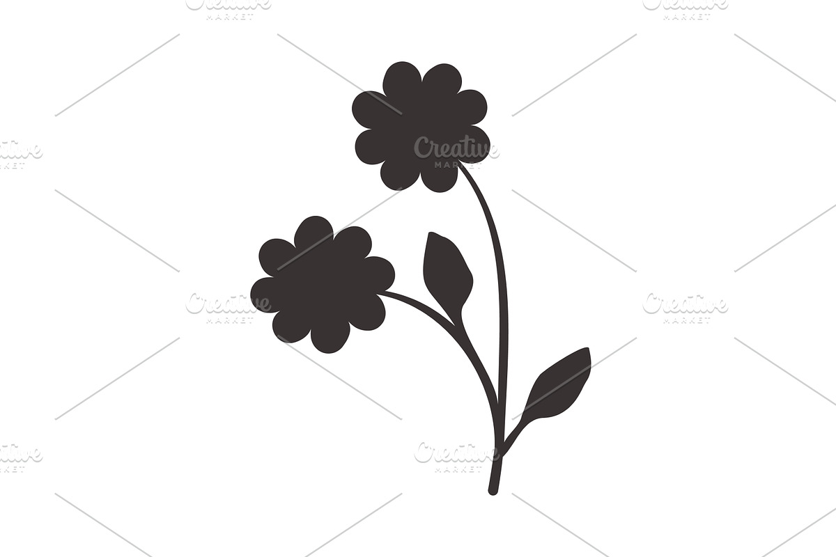 Abstract black flower silhouettes, an Object Illustration by okskukuruza