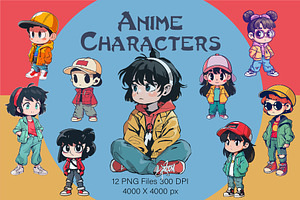 Anime Characters. Sticker., an Animal Illustration by KENO Mascots