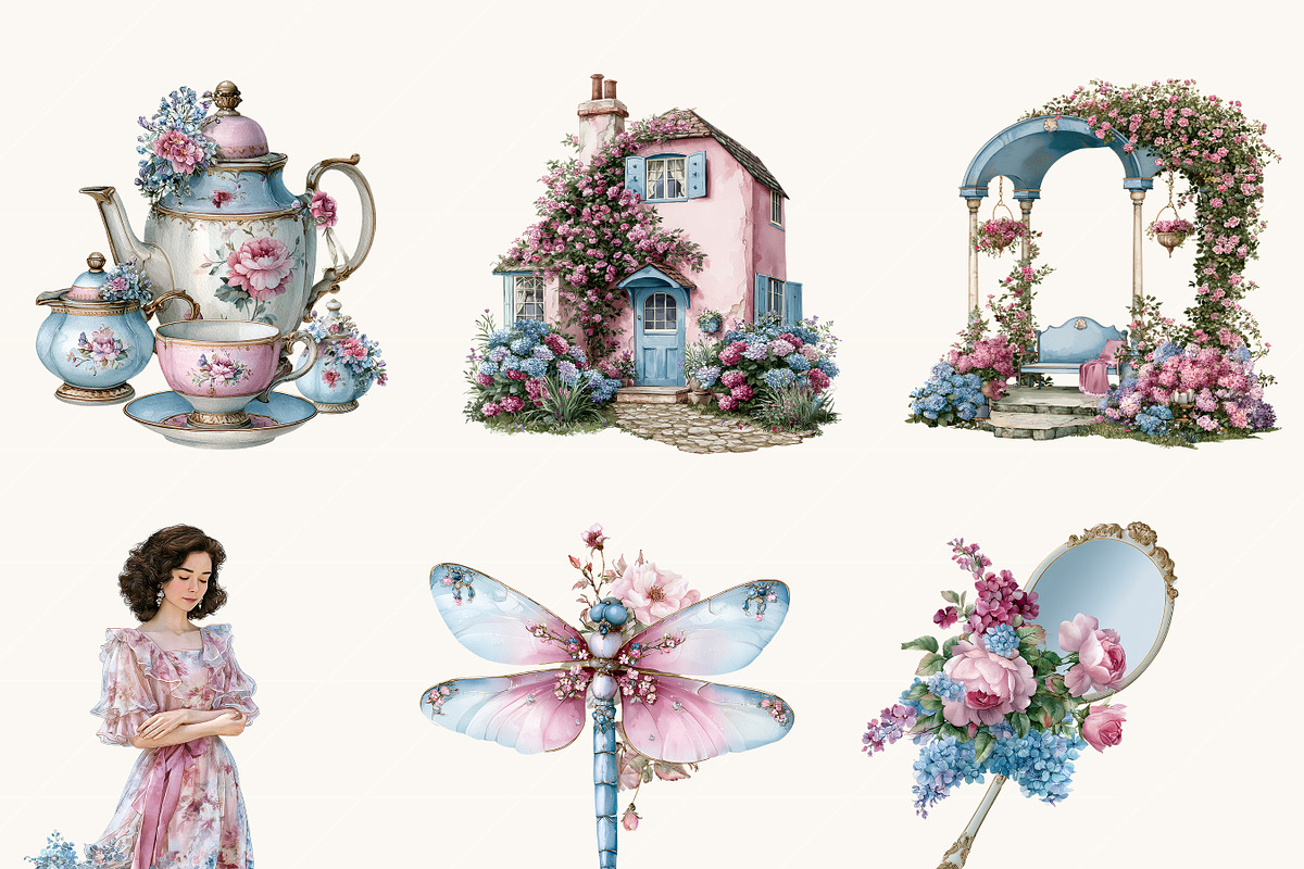 Romantic Cottagecore Clipart Bundle, a Decorative Illustration by BusyDaydesign (Photo 6 of 9)