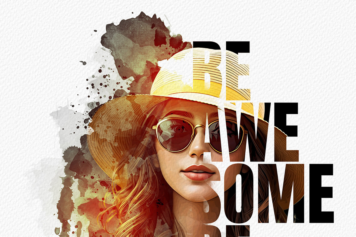 Typography portrait effect template, an Action Add-On by Photoshop Action (Photo 4 of 16)