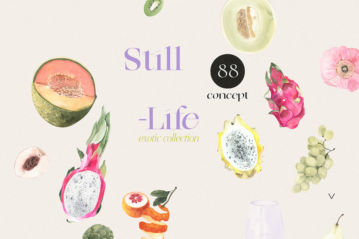 STILL LIFE tropical floral fruit, a Food Illustration by Lana Elanor (Photo 5 of 12)