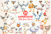 Watercolor Silly Goose Clipart, an Illustration by Dream Creation (Thumbnail 1 of 4)