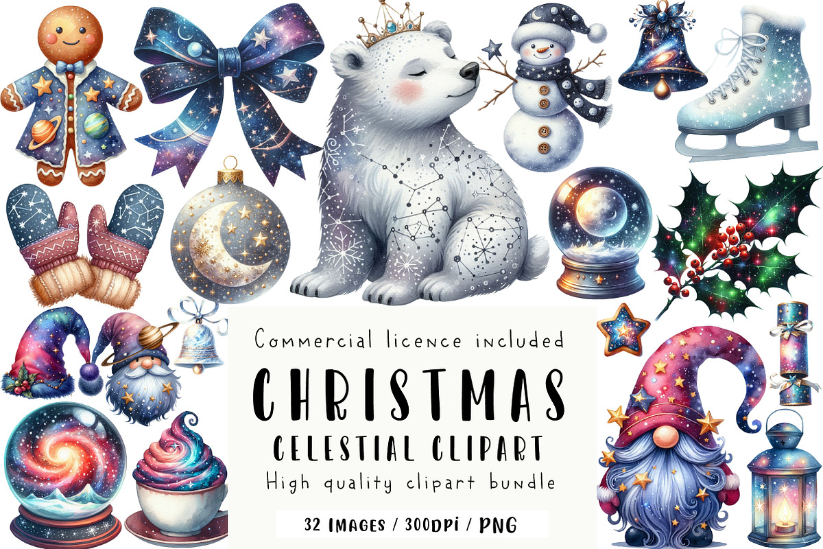 Celestial Christmas Clipart, an Illustration by CreationArt (Photo 1 of 5)