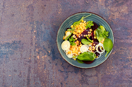 bowl with vegan lentil salad, a Food & Drink Photo by MLunov MLunov