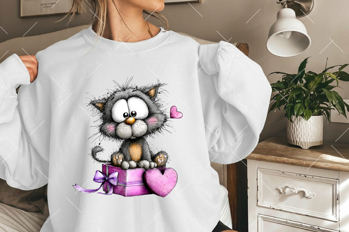 Whimsical Valentine Cat Clipart, an Illustration by OK Design (Photo 6 of 6)