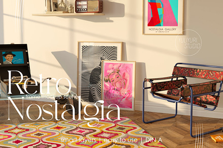 RETRO NOSTALGIA | Frame Mockup set, a Household Mockup by yuliyuri.studio