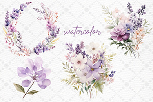 Watercolor Lilac Flowers Png Spring