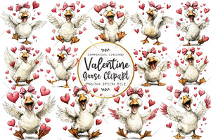 Valentine Goose Clipart, an Illustration by OK Design