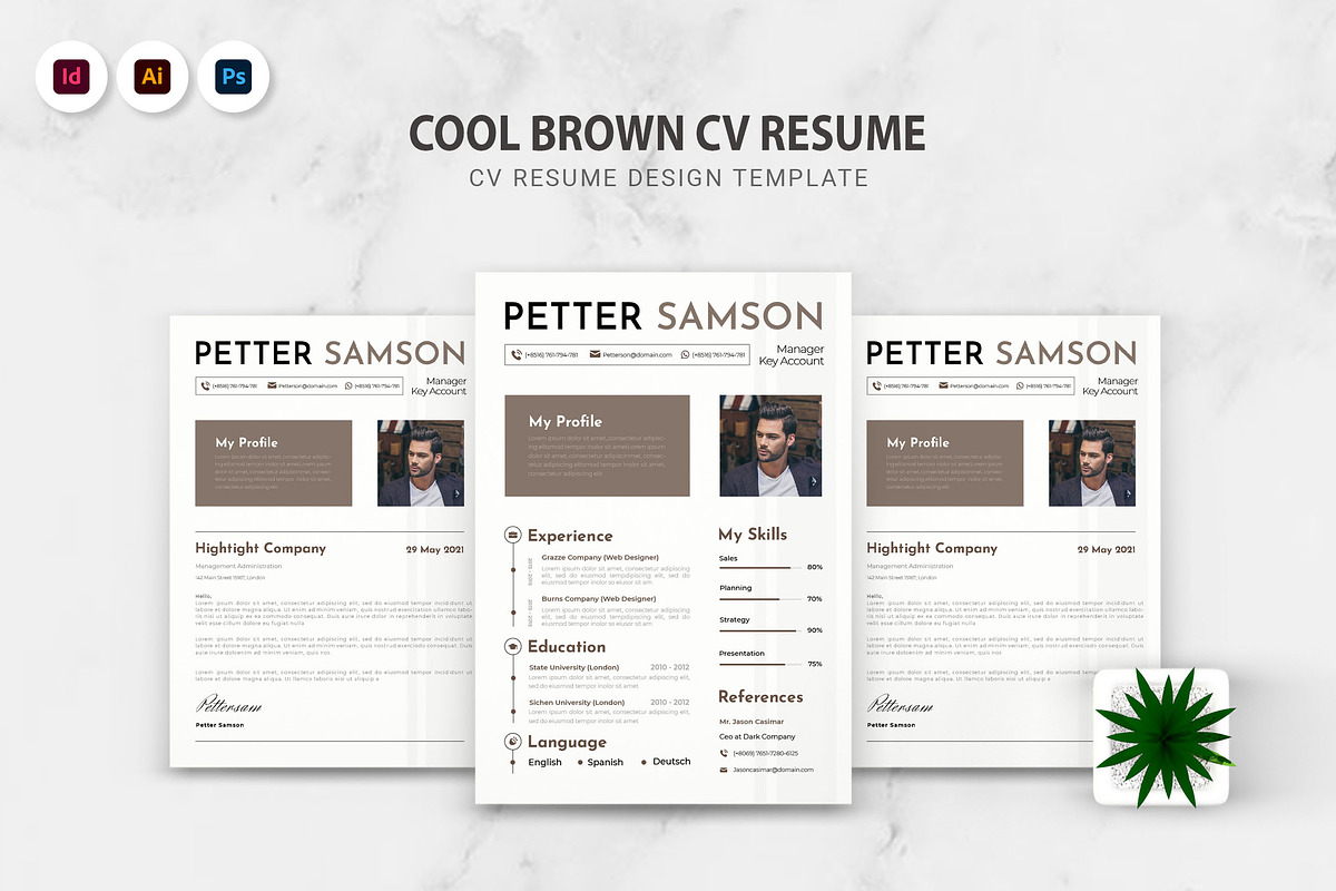 Cool Brown CV Resume, a Resume Template by Fannan Studio (Photo 1 of 3)