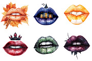 Watercolor Halloween Lips Clipart, a Seasonal Illustration by CitraGraphics (Thumbnail 6 of 7)