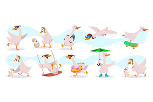 Duck. Cartoon cute goose in, an Animal Illustration by Onyx
