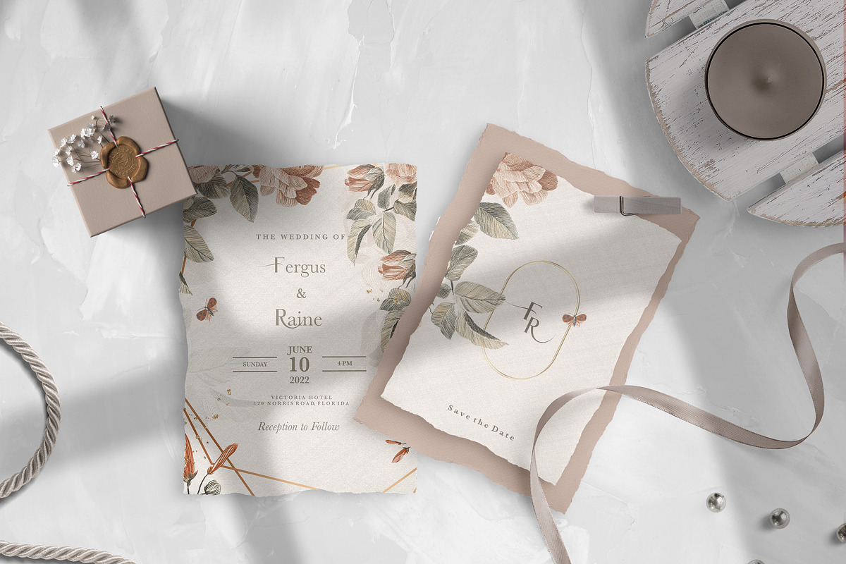 Fergus & Raine (Geometric Floral), an Invitation Template by EvitePapery (Photo 2 of 5)