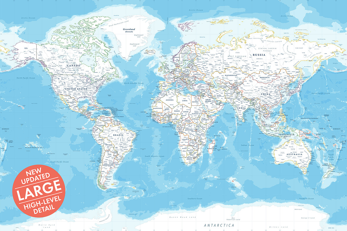 Vector World Map - Large&Detailed, a Decorative Illustration by PorcuPen Works (Photo 1 of 9)