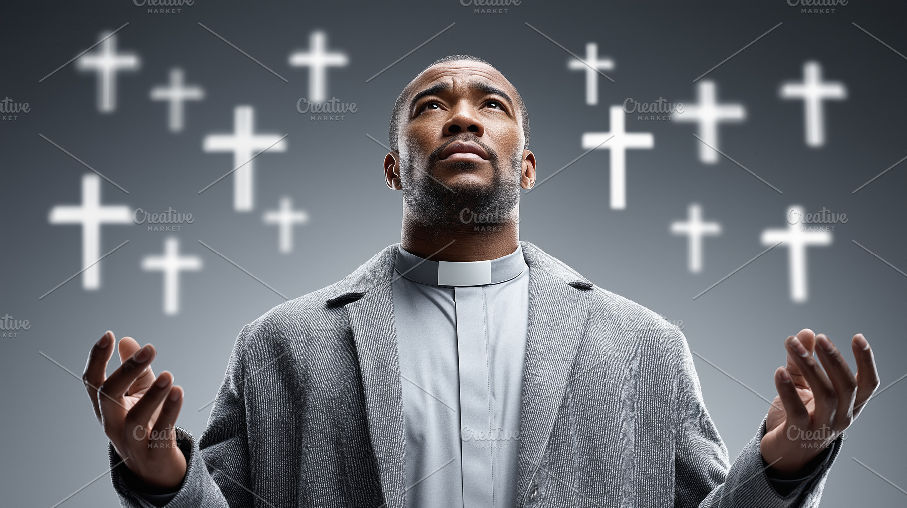 Black priest in a gray robe stands, a Person Photo by MistyDay