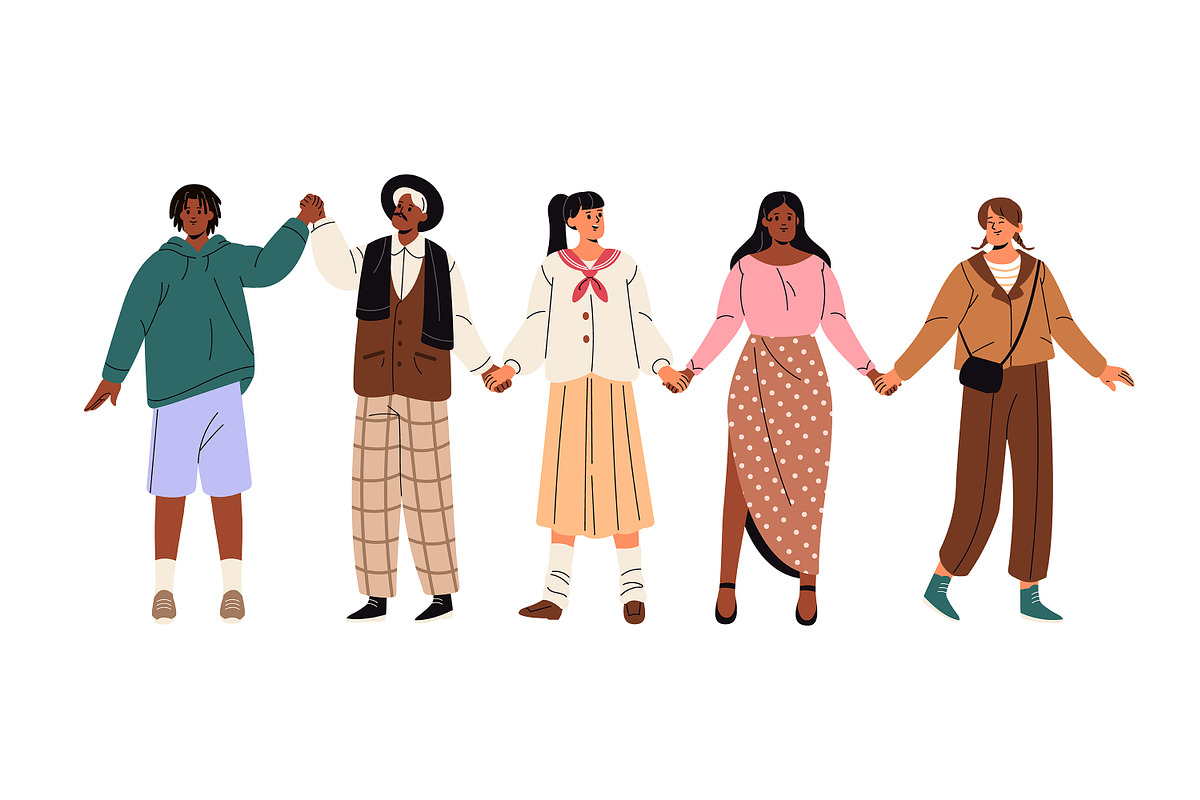 People group holding hands together, a Person Illustration by PaperTrident (Photo 3 of 5)
