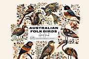 Australian Bird Clipart Folk Art PNG, an Animal Illustration by Daring Digies (Thumbnail 1 of 10)