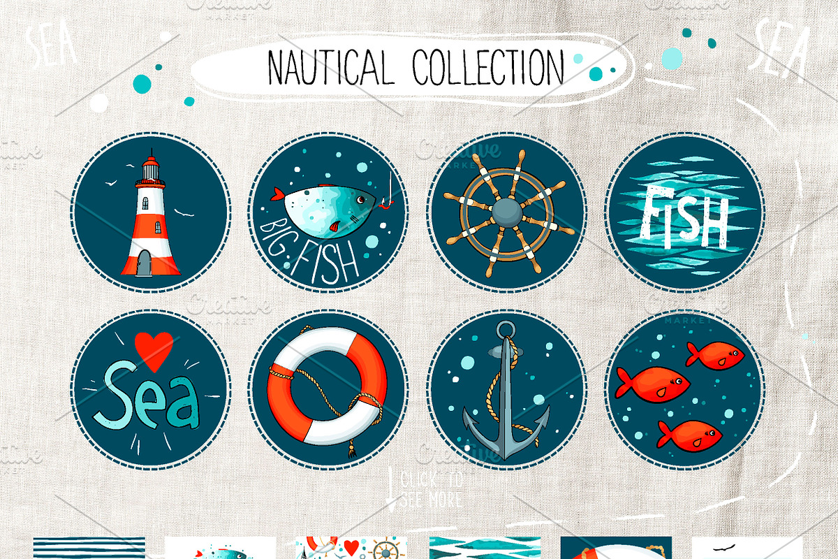 I love SEA - vector design kit, an Object Graphic by Olga Bonitas (Photo 4 of 9)