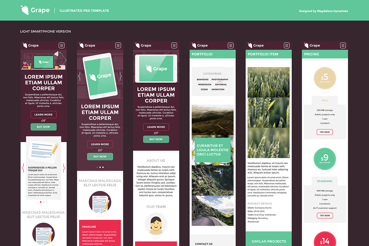 Grape - Illustrated PSD Template, a Landing Page Template by Mgd.Design (Photo 4 of 5)