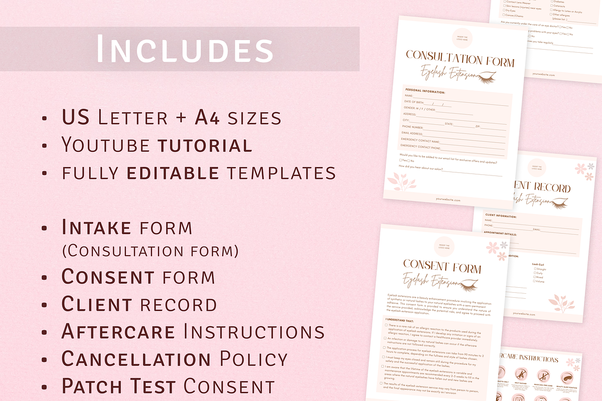 Eyelash Extension Forms Bundle, a Templates & Theme by MondaySpark (Photo 2 of 11)