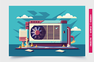 Outdoor Air Conditioner Under Cloudy, an Illustration by Tanuart