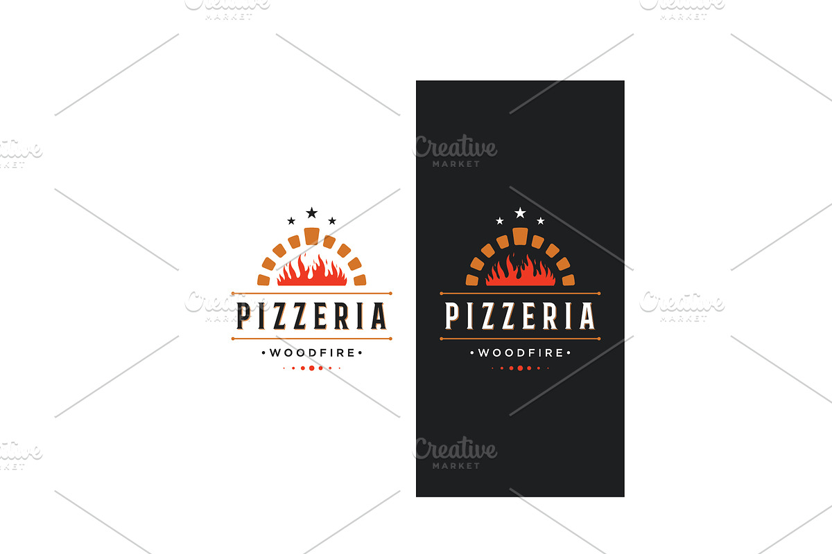 Pizza logo design with retro vintage, a Branding & Logo Template by LOGOCREATIVE