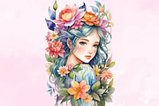 Watercolor Flower Fairy flowers clip, a Seasonal Illustration by Craft Nest (Thumbnail 4 of 5)