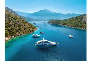Aerial view of yachts and boats on, a Nature Photo by den-belitsky