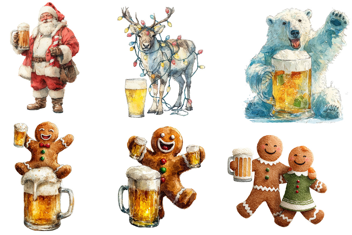 Christmas Beers Clipart, an Illustration by Designworld (Photo 3 of 4)