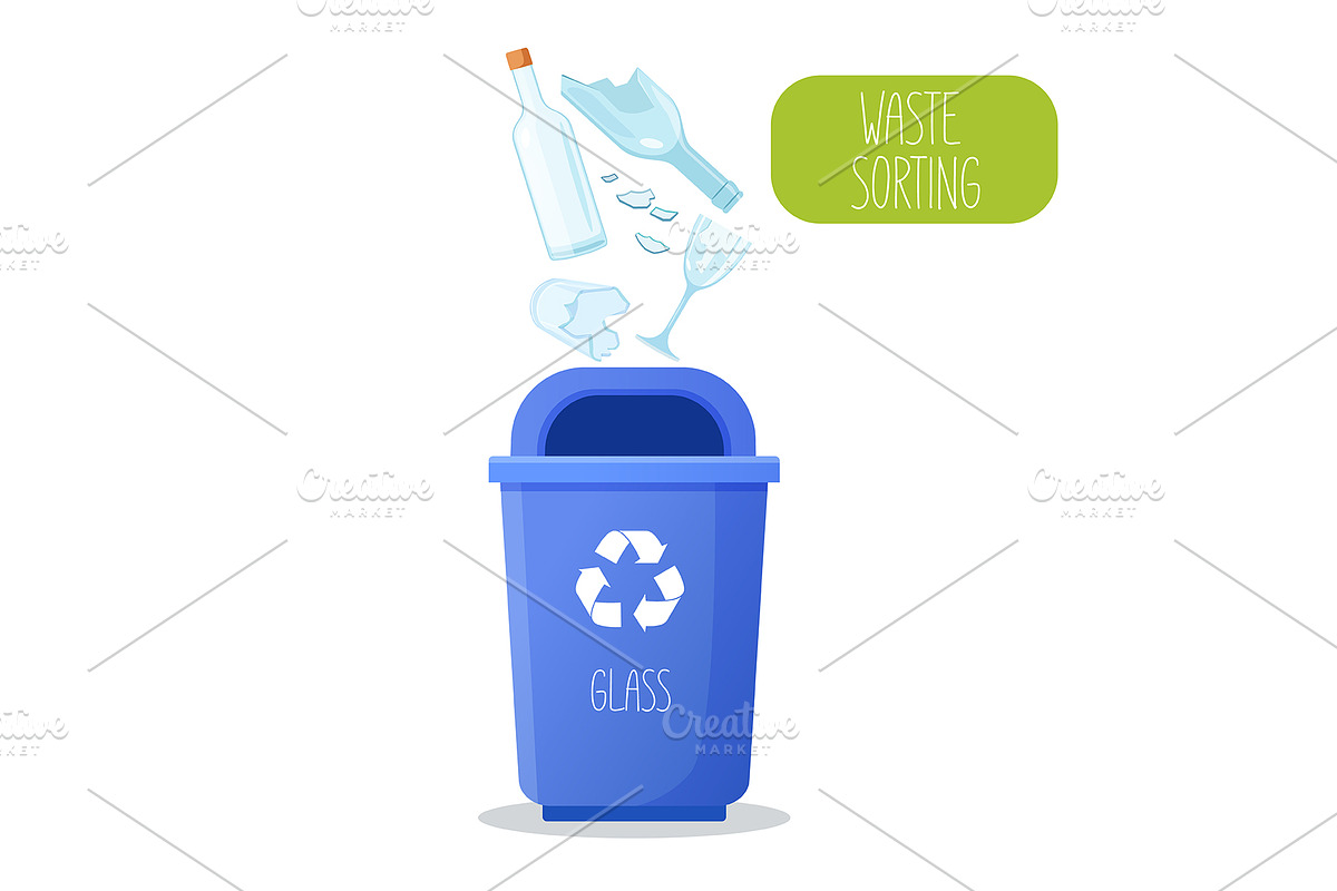 Zero waste concept. Glass garbage, an Object Illustration by Elen_Art