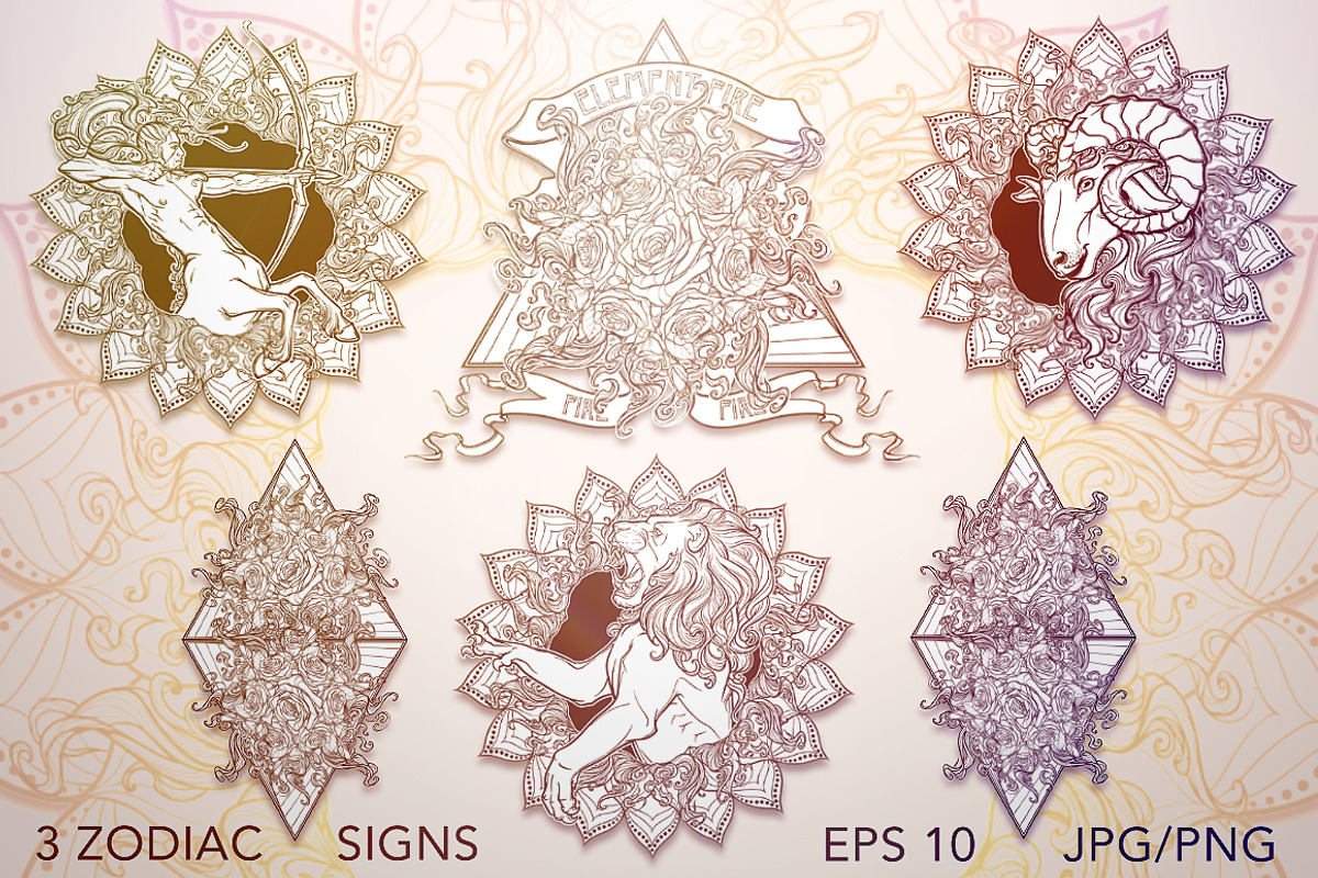 Zodiac Creator's Kit-Element of Fire, an Illustration by AntonPix Studio (Photo 1 of 11)