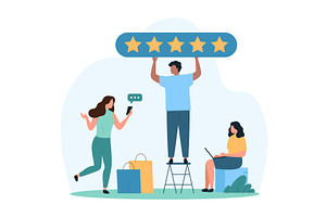 Customers review purchases store, an Object Illustration by Flashvector
