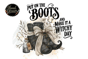 Witchy boots with bow