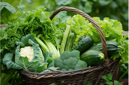 Nutritious Basket green vegetables, a Food & Drink Photo by Ylivdesign