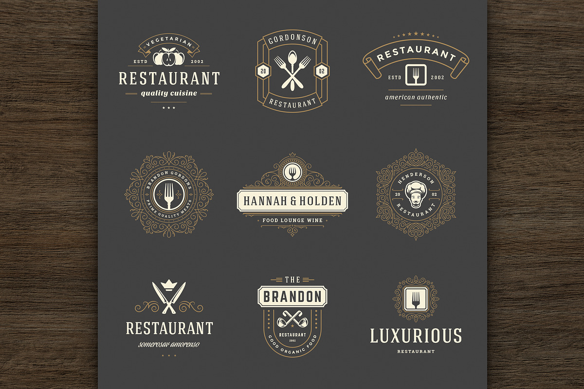 36 Restaurant Logos and Badges, a Branding & Logo Template by Vasya Kobelev (Photo 5 of 20)