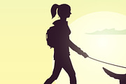 Women Walk The Dog In Park, a Person Illustration by Black White Mouse Design (Thumbnail 3 of 3)