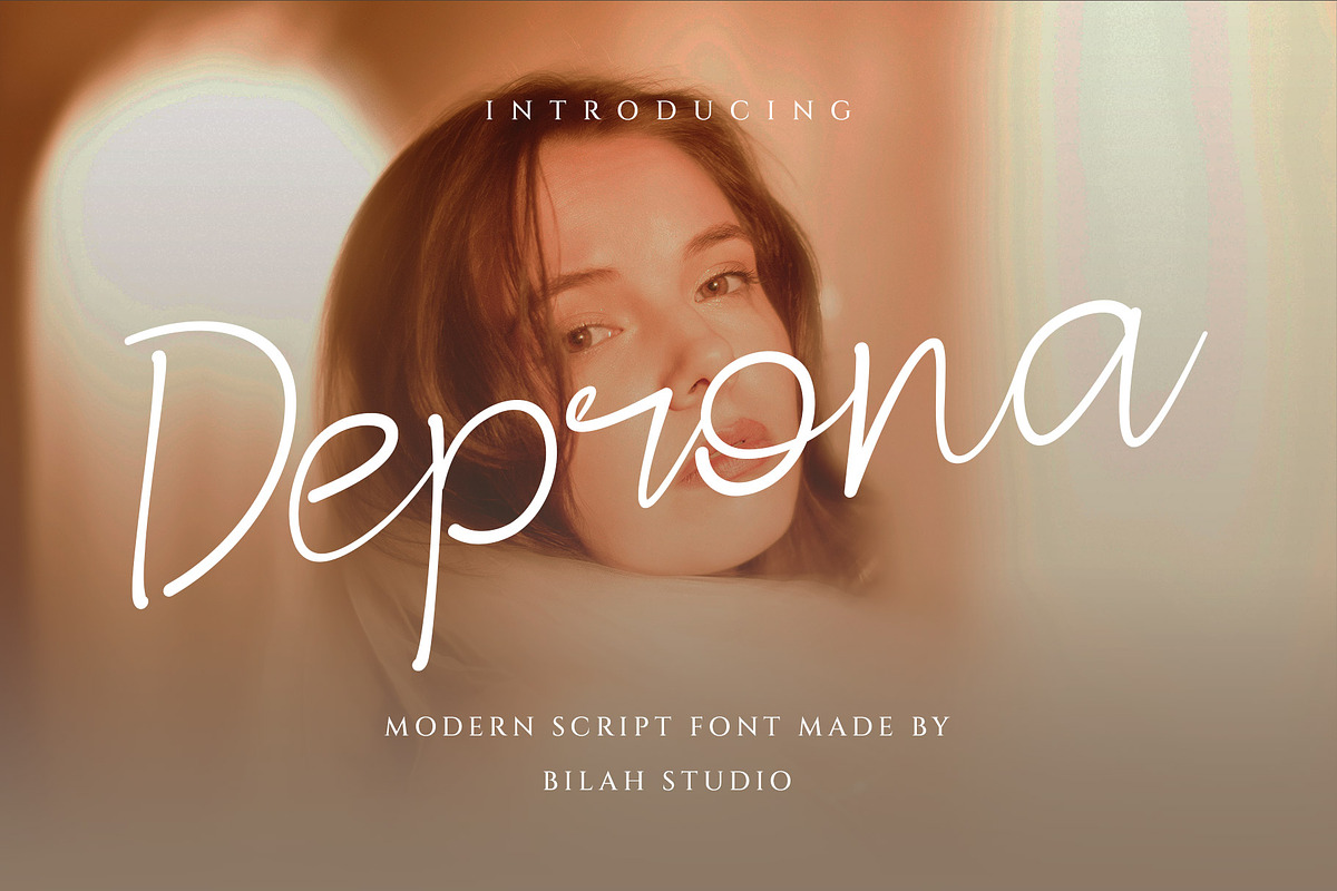 Deprona - Modern Script Font, a Script Font by Bilahstudio (Photo 1 of 11)