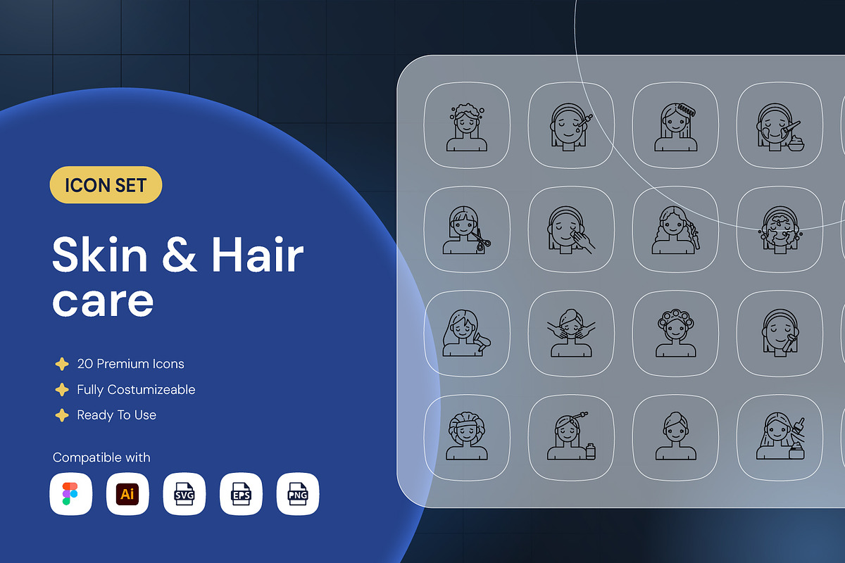 Skin & Hair care Icon, an Outline Icon by Nathaya Studio (Photo 1 of 2)
