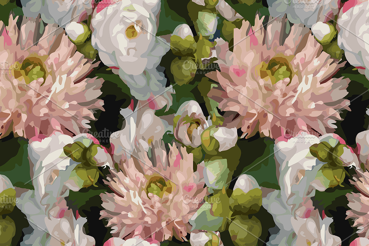 Flower peony seamless pattern vector, a Pattern Graphic by Art By Silmairel (Photo 1 of 2)