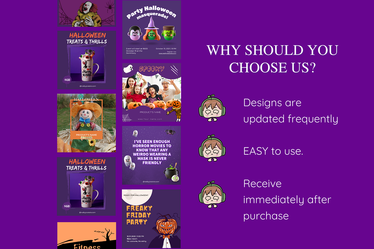 Halloween Social Media Template, a Social Media Template by Meoww_Design (Photo 5 of 6)