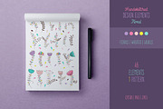 Floral Vector Elements Set + Pattern, an Illustration by OkPen (Thumbnail 1 of 6)
