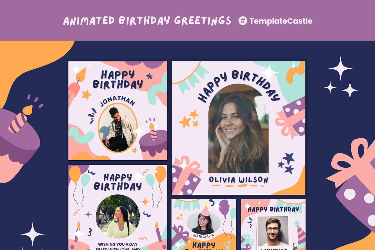5 Birthday Animated Templates, a Templates & Theme by TemplateCastleStore (Photo 2 of 18)
