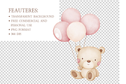 Pink Teddy Bear Clipart Bundle, an Illustration by MockupWizard (Thumbnail 4 of 5)
