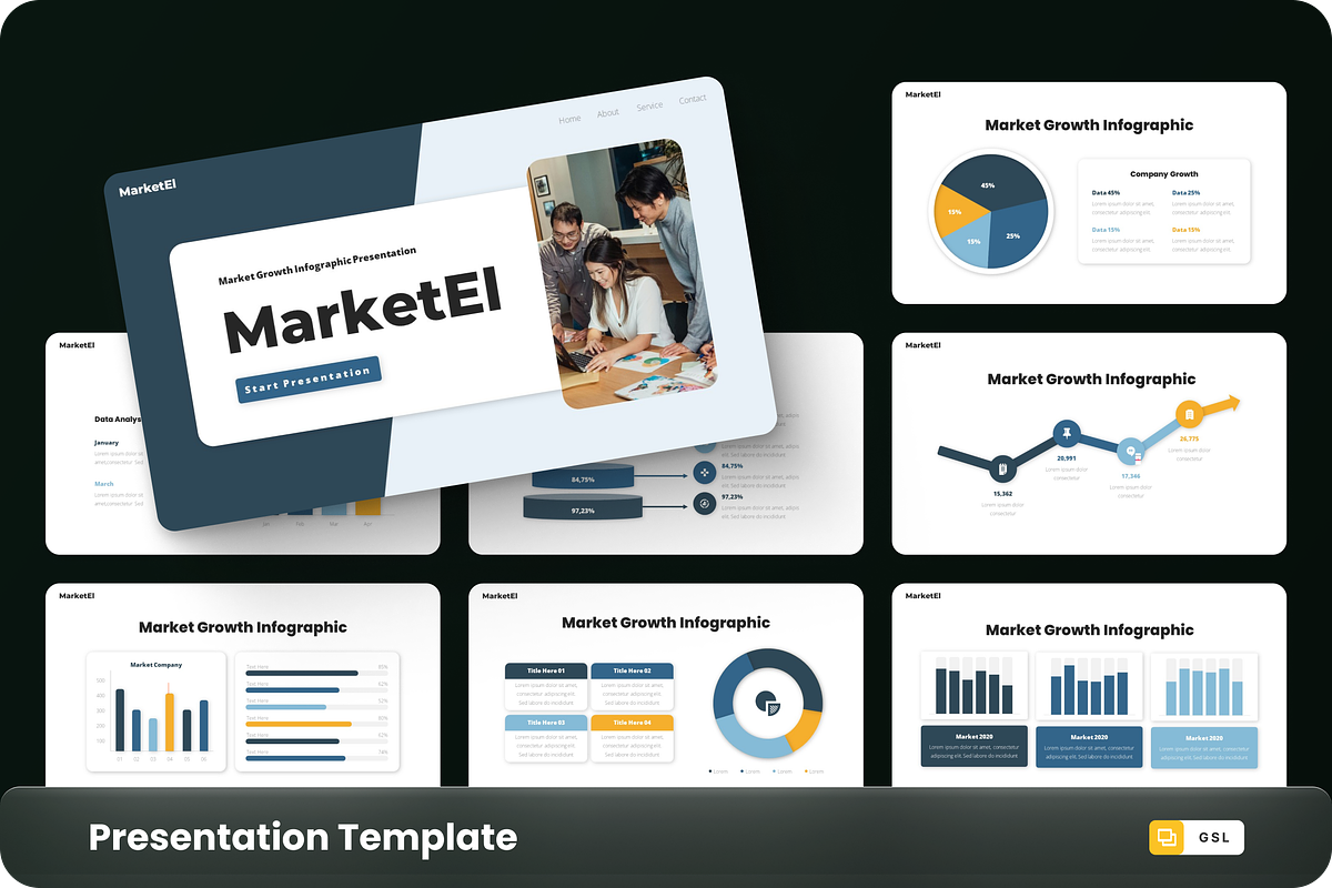 MarketEl - Market Growth GoogleSlide, a Presentation Template by GraphauseProject (Photo 1 of 6)