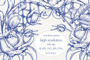 Vintage Seamless Patterns Toile Blue, a Pattern Graphic by ON_lineart_store (Thumbnail 3 of 10)