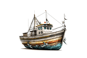 Retro Fishing Boat Clipart Bundle, an Object Graphic by Regulrcrative (Thumbnail 5 of 7)