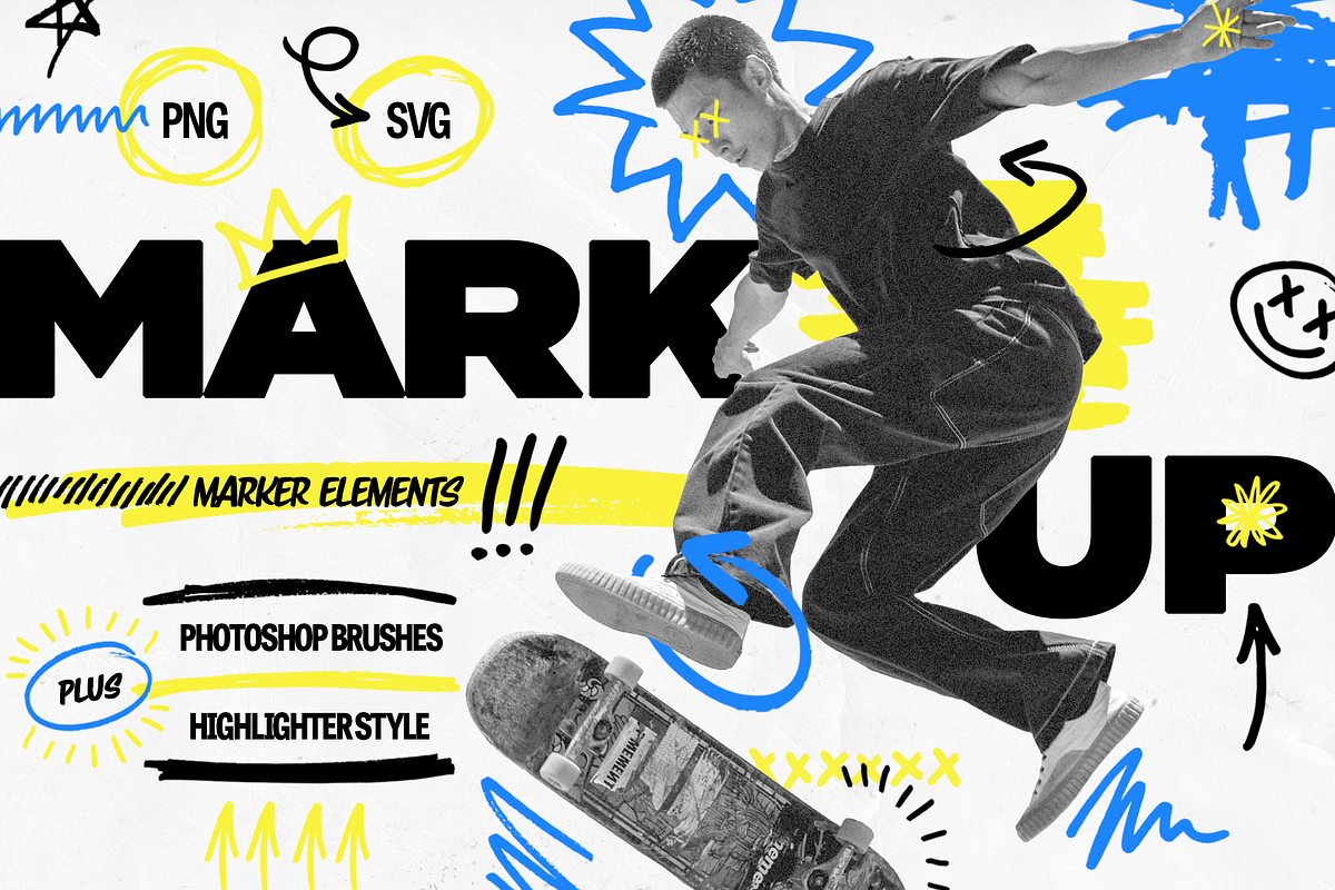 MARKUP Marker PNGs + Brushes Pack, an Object Graphic by Fivehead Studio (Photo 1 of 11)