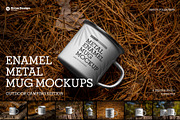 8 Enamel Metal Mug Mockups,Outdoor, a Cups & Container Mockup by Grow Design Craft Studio (Thumbnail 1 of 6)
