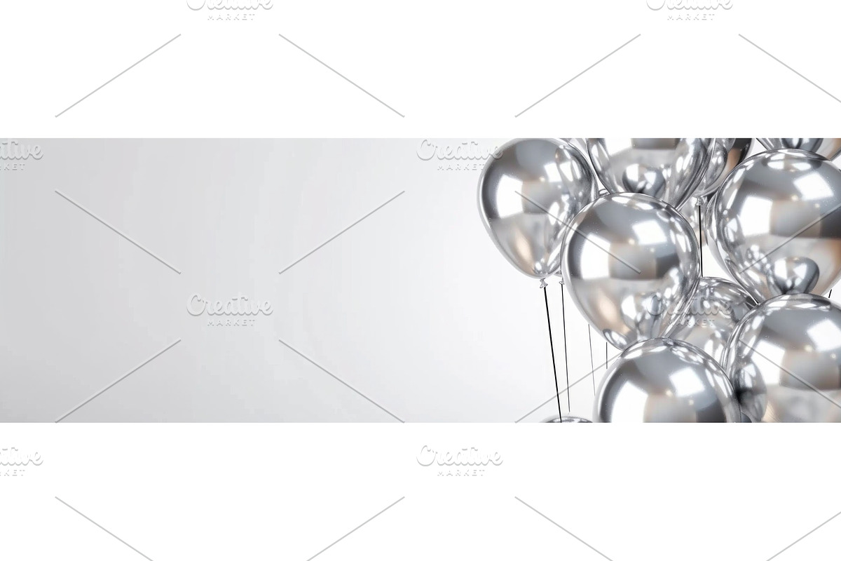 Glistening Silver Balloons Clustered, an Illustration by tilialucida