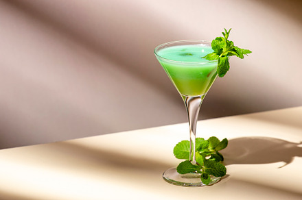Grasshopper cocktail, green alcoholic drink with mint liqueur, c, a Food & Drink Photo by 5PH