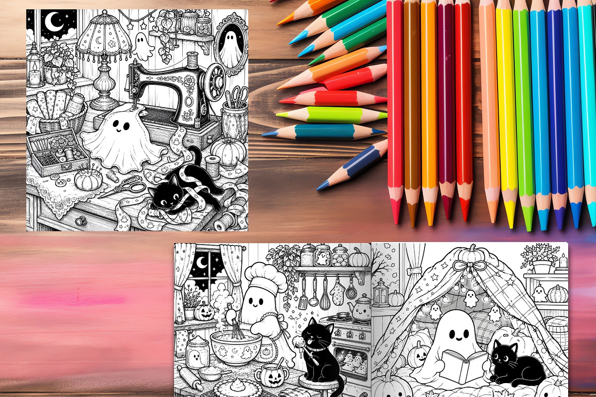 Haunted Cozy Corners Coloring Pages, a Brochure Template by LA Design (Photo 8 of 9)